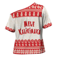 Red Mele Kalikimaka Hawaii Cross Shoulder Shirt Funny Ho Ho Ho Santa Shaka LT14 - Polynesian Pride
