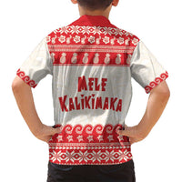 Red Mele Kalikimaka Hawaii Family Matching Long Sleeve Bodycon Dress and Hawaiian Shirt Funny Ho Ho Ho Santa Shaka - Polynesian Pride