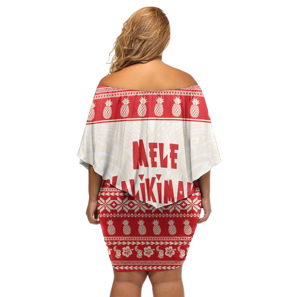 Red Mele Kalikimaka Hawaii Family Matching Off Shoulder Short Dress and Hawaiian Shirt Funny Ho Ho Ho Santa Shaka - Polynesian Pride