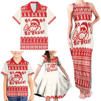 Red Mele Kalikimaka Hawaii Family Matching Tank Maxi Dress and Hawaiian Shirt Funny Ho Ho Ho Santa Shaka - Polynesian Pride
