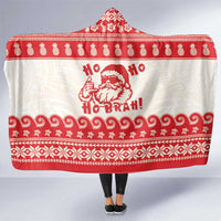 Red Mele Kalikimaka Hawaii Hooded Blanket Funny Ho Ho Ho Santa Shaka LT14 One Size Red - Polynesian Pride