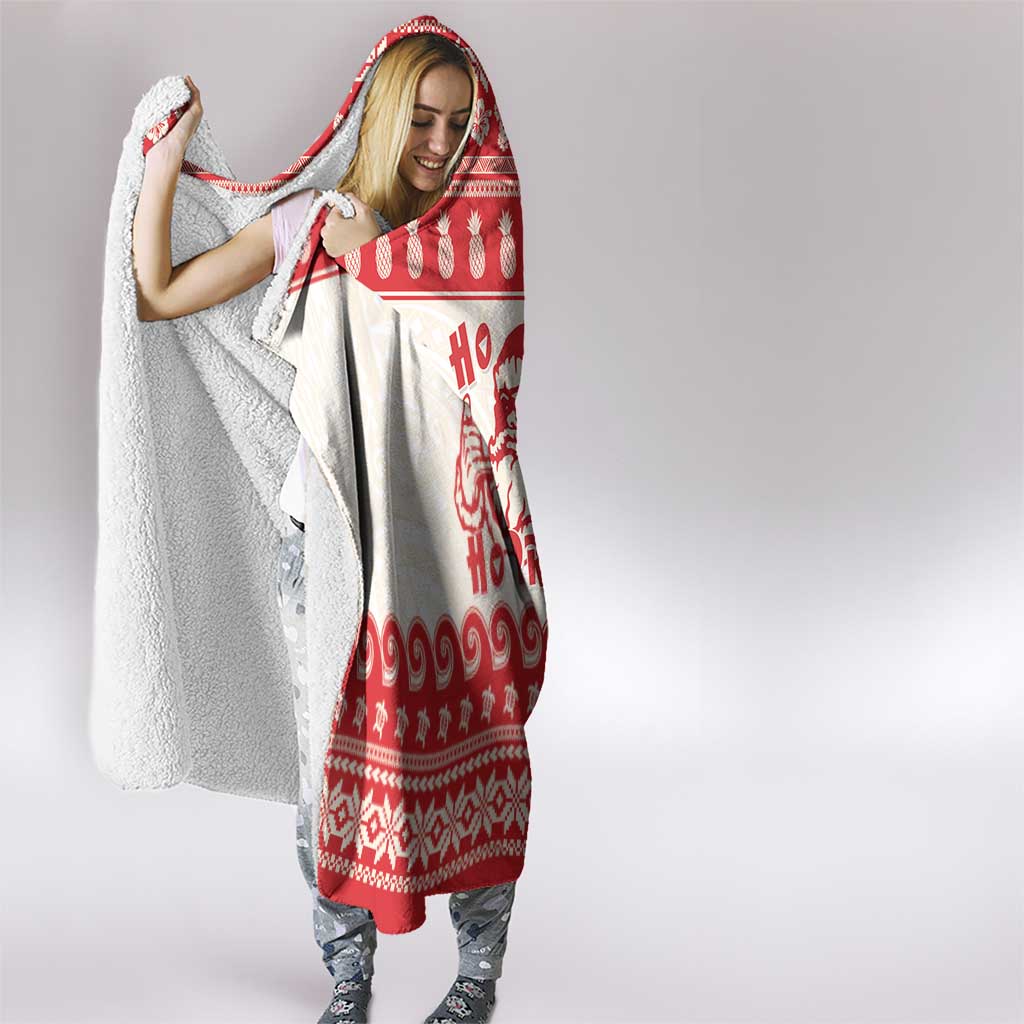 Red Mele Kalikimaka Hawaii Hooded Blanket Funny Ho Ho Ho Santa Shaka LT14 - Polynesian Pride