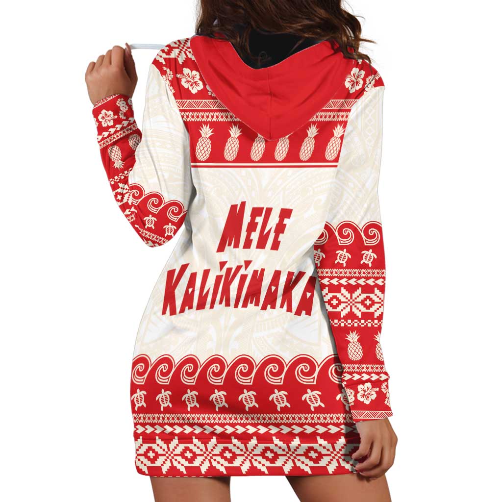 Red Mele Kalikimaka Hawaii Hoodie Dress Funny Ho Ho Ho Santa Shaka - Polynesian Pride