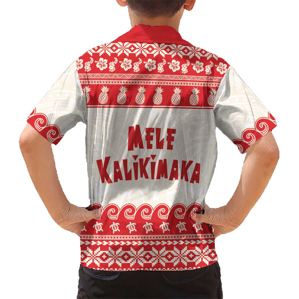 Red Mele Kalikimaka Hawaii Kid Hawaiian Shirt Funny Ho Ho Ho Santa Shaka LT14 - Polynesian Pride