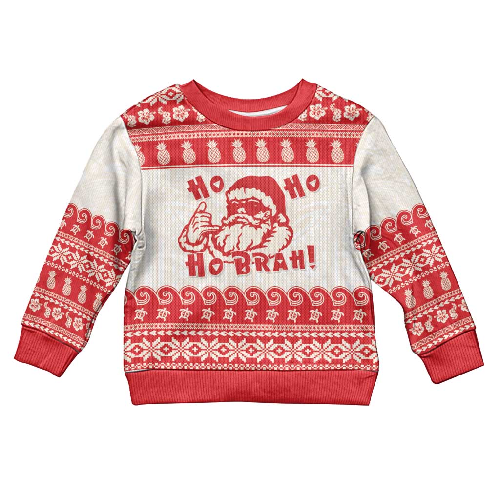 Red Mele Kalikimaka Hawaii Kid Ugly Christmas Sweater Funny Ho Ho Ho Santa Shaka LT14 Kid Red - Polynesian Pride