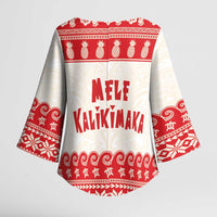 Red Mele Kalikimaka Hawaii Kimono Sleeve Blouse Funny Ho Ho Ho Santa Shaka LT14 - Polynesian Pride
