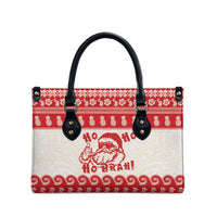 Red Mele Kalikimaka Hawaii Leather Bag Funny Ho Ho Ho Santa Shaka - Polynesian Pride