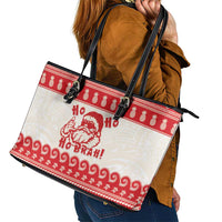 Red Mele Kalikimaka Hawaii Leather Tote Bag Funny Ho Ho Ho Santa Shaka LT14 - Polynesian Pride