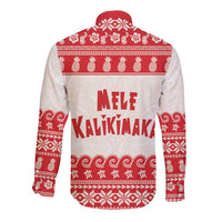 Red Mele Kalikimaka Hawaii Long Sleeve Button Shirt Funny Ho Ho Ho Santa Shaka LT14 - Polynesian Pride