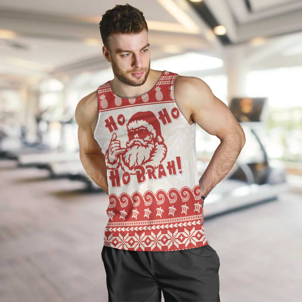Red Mele Kalikimaka Hawaii Men Tank Top Funny Ho Ho Ho Santa Shaka LT14 Red - Polynesian Pride