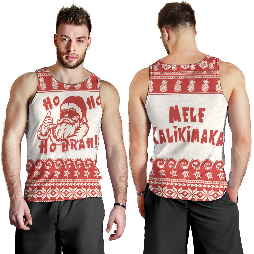 Red Mele Kalikimaka Hawaii Men Tank Top Funny Ho Ho Ho Santa Shaka LT14 - Polynesian Pride