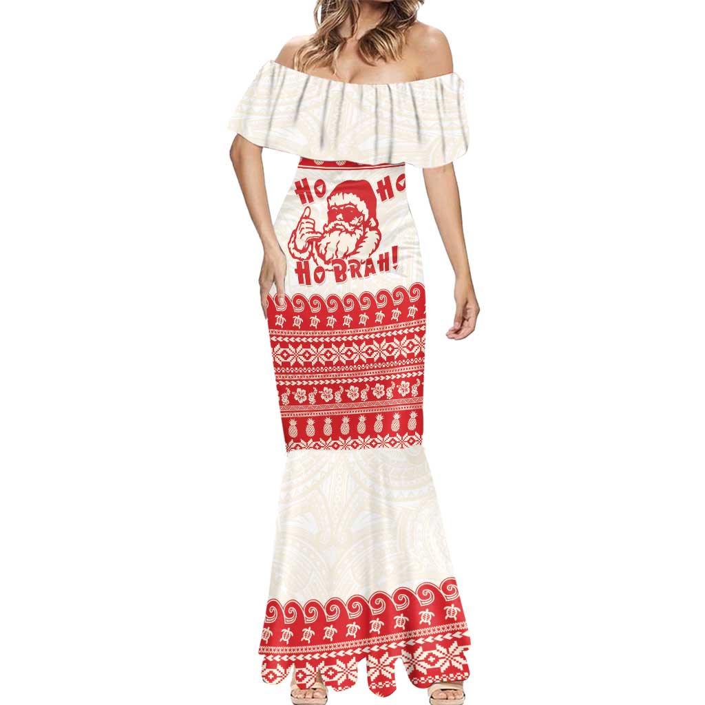 Red Mele Kalikimaka Hawaii Mermaid Dress Funny Ho Ho Ho Santa Shaka - Polynesian Pride