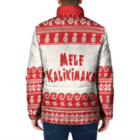 Red Mele Kalikimaka Hawaii Padded Jacket Funny Ho Ho Ho Santa Shaka LT14 - Polynesian Pride