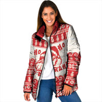 Red Mele Kalikimaka Hawaii Padded Jacket Funny Ho Ho Ho Santa Shaka LT14 Women Red - Polynesian Pride