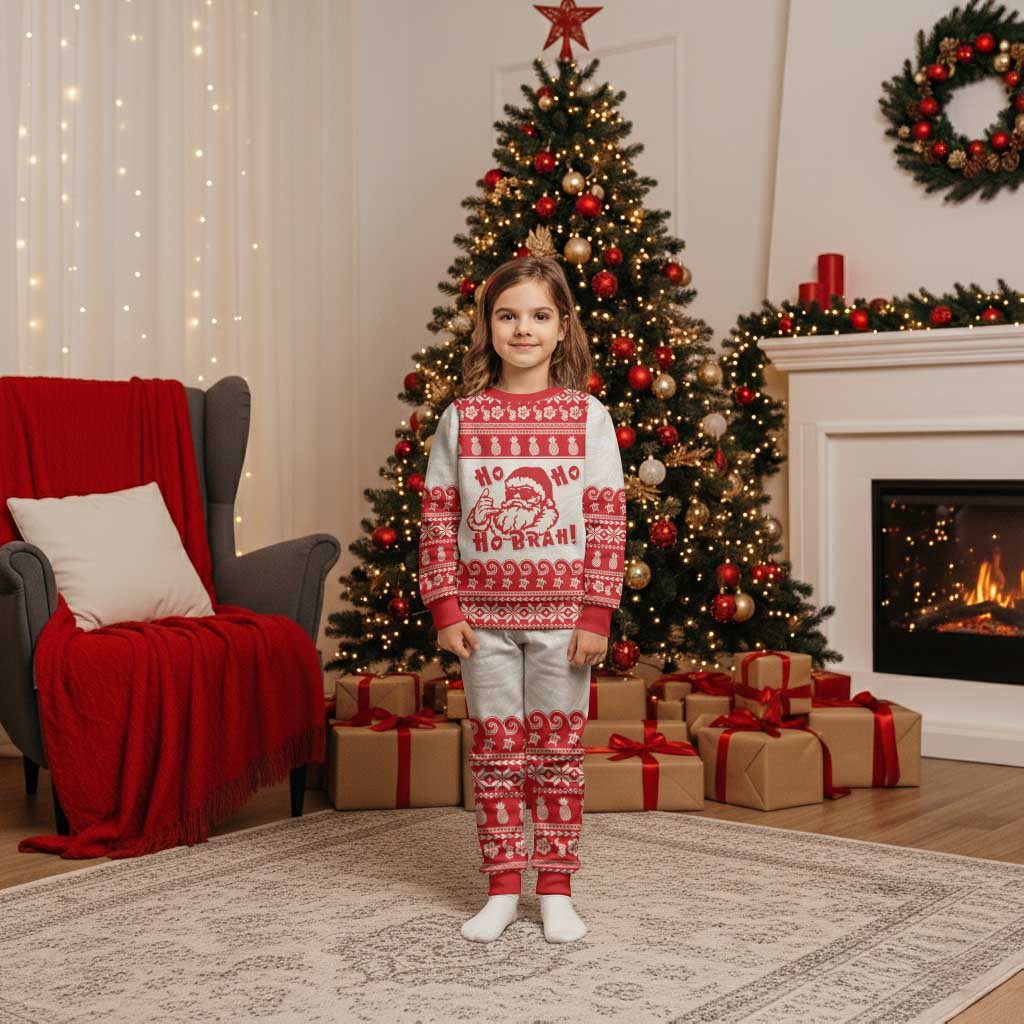 Red Mele Kalikimaka Hawaii Christmas Pajama Set Funny Ho Ho Ho Santa Shaka LT14 Kid Red - Polynesian Pride