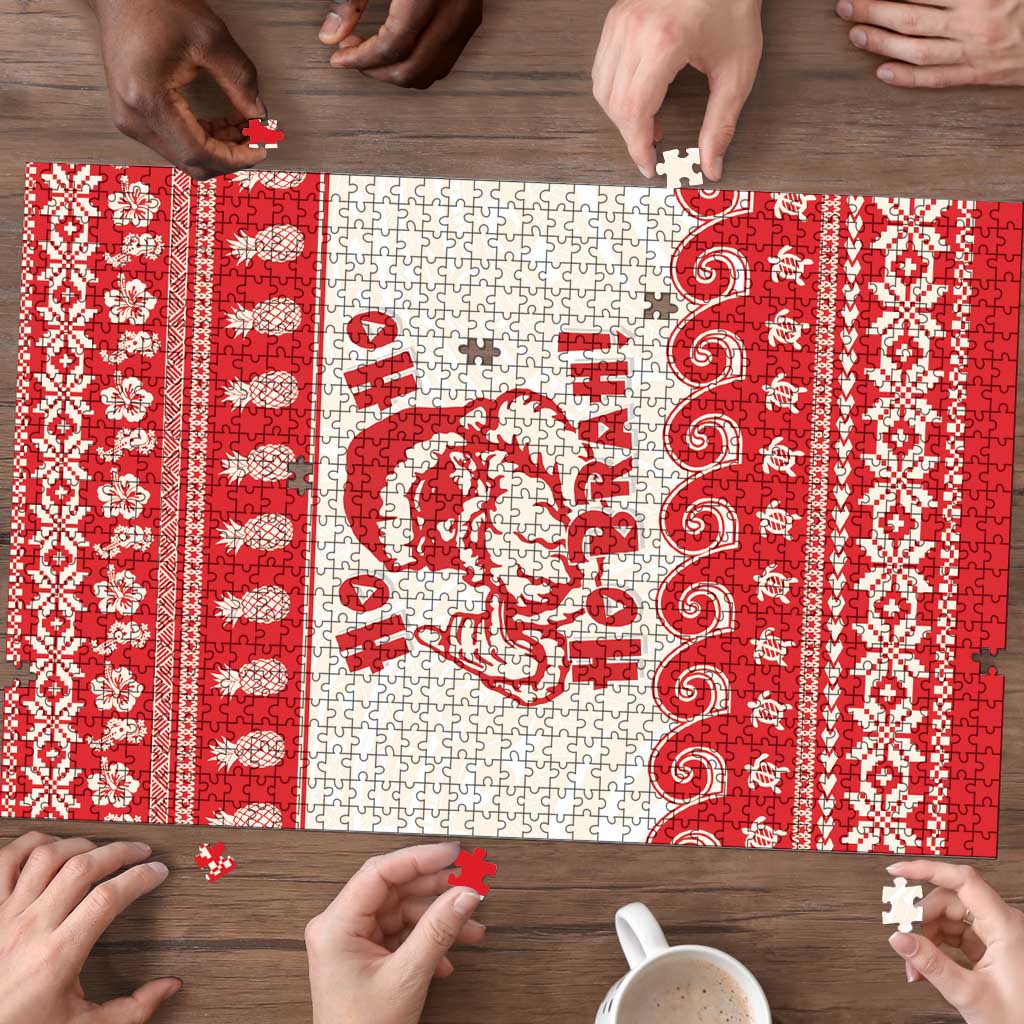 Red Mele Kalikimaka Hawaii Puzzle Funny Ho Ho Ho Santa Shaka LT14 - Polynesian Pride