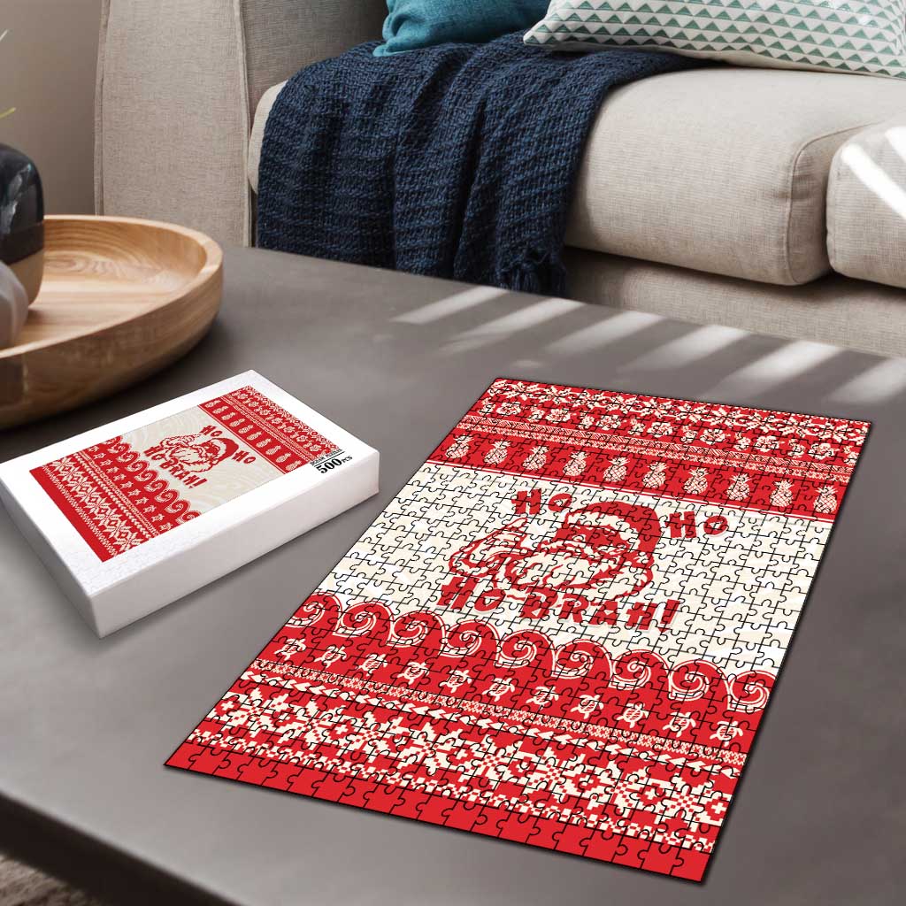 Red Mele Kalikimaka Hawaii Puzzle Funny Ho Ho Ho Santa Shaka LT14 - Polynesian Pride