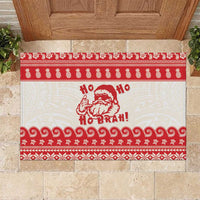 Red Mele Kalikimaka Hawaii Rubber Doormat Funny Ho Ho Ho Santa Shaka LT14 Red - Polynesian Pride