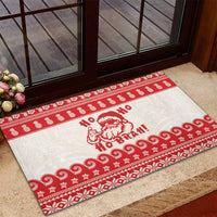 Red Mele Kalikimaka Hawaii Rubber Doormat Funny Ho Ho Ho Santa Shaka LT14 - Polynesian Pride