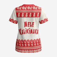 Red Mele Kalikimaka Hawaii Scrub Top Funny Ho Ho Ho Santa Shaka LT14 - Polynesian Pride