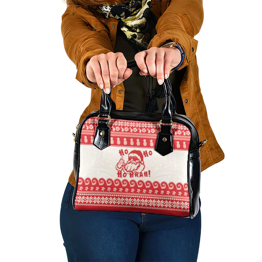 Red Mele Kalikimaka Hawaii Shoulder Handbag Funny Ho Ho Ho Santa Shaka LT14 One Size Red - Polynesian Pride