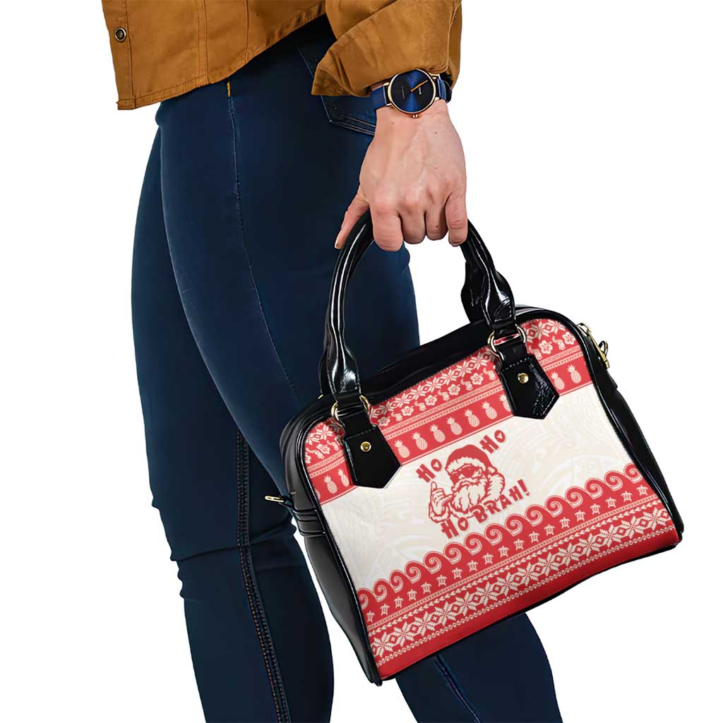 Red Mele Kalikimaka Hawaii Shoulder Handbag Funny Ho Ho Ho Santa Shaka LT14 - Polynesian Pride