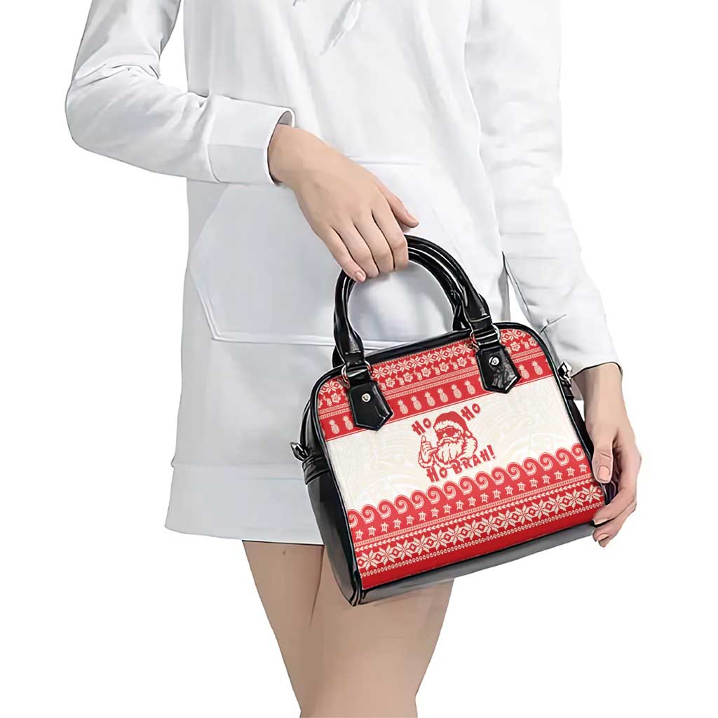 Red Mele Kalikimaka Hawaii Shoulder Handbag Funny Ho Ho Ho Santa Shaka LT14 - Polynesian Pride