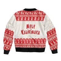 Red Mele Kalikimaka Hawaii Sleeve Zip Bomber Jacket Funny Ho Ho Ho Santa Shaka LT14 - Polynesian Pride