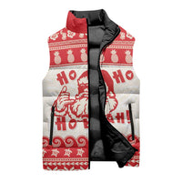 Red Mele Kalikimaka Hawaii Sleeveless Puffer Jacket Funny Ho Ho Ho Santa Shaka LT14 - Polynesian Pride