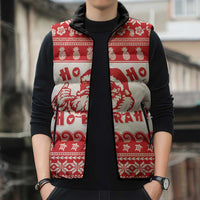 Red Mele Kalikimaka Hawaii Sleeveless Puffer Jacket Funny Ho Ho Ho Santa Shaka LT14 - Polynesian Pride