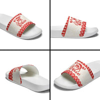 Red Mele Kalikimaka Hawaii Slide Sandals Funny Ho Ho Ho Santa Shaka - Polynesian Pride