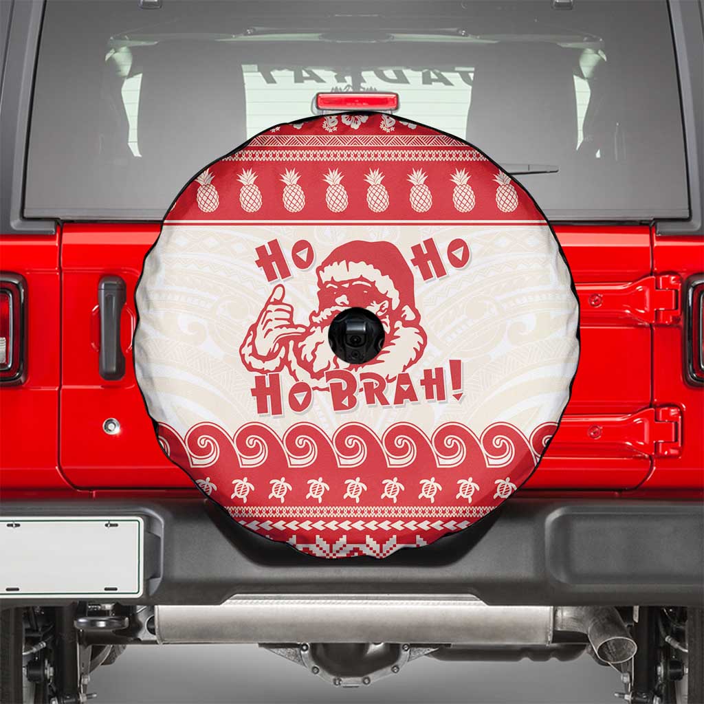 Red Mele Kalikimaka Hawaii Spare Tire Cover Funny Ho Ho Ho Santa Shaka - Polynesian Pride