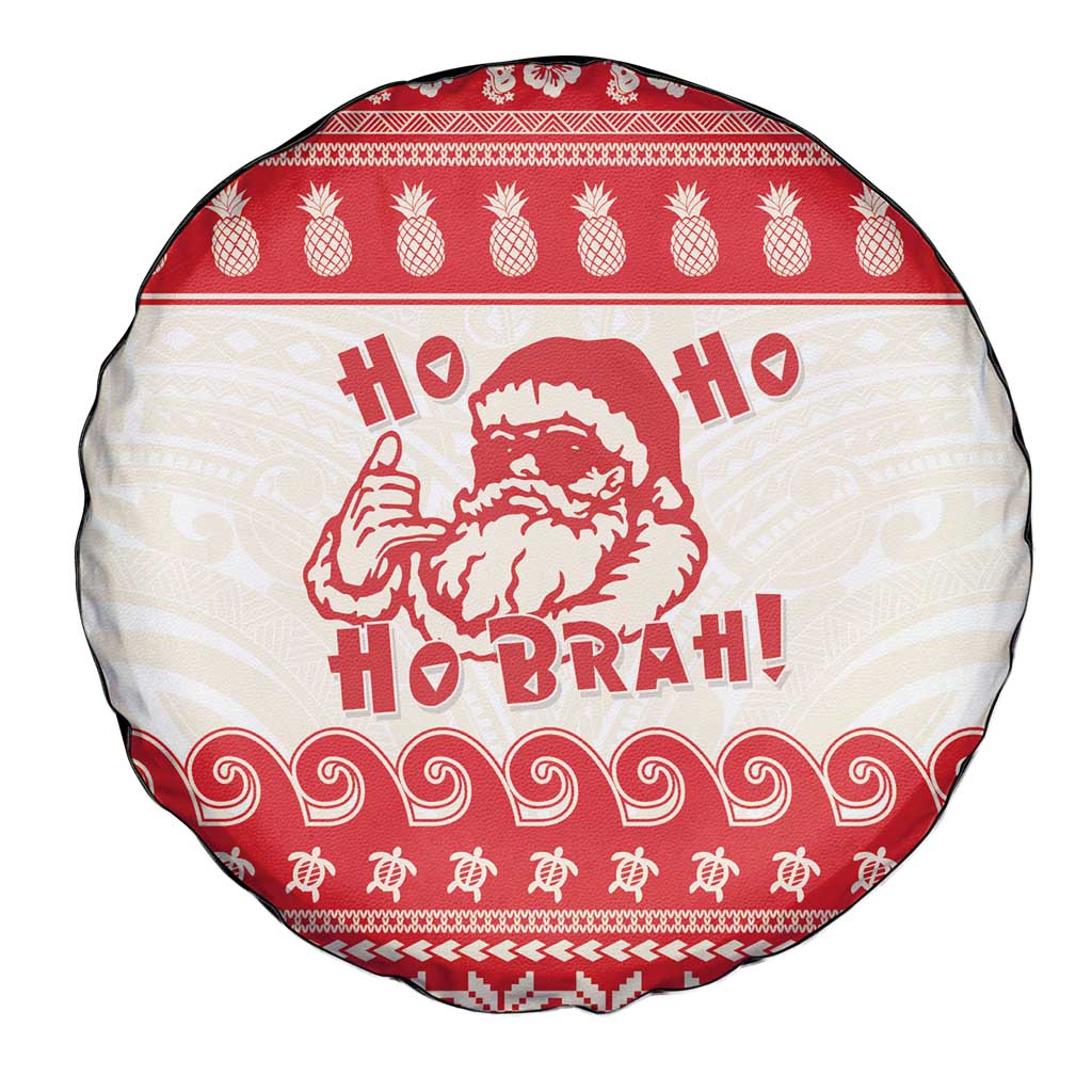 Red Mele Kalikimaka Hawaii Spare Tire Cover Funny Ho Ho Ho Santa Shaka - Polynesian Pride