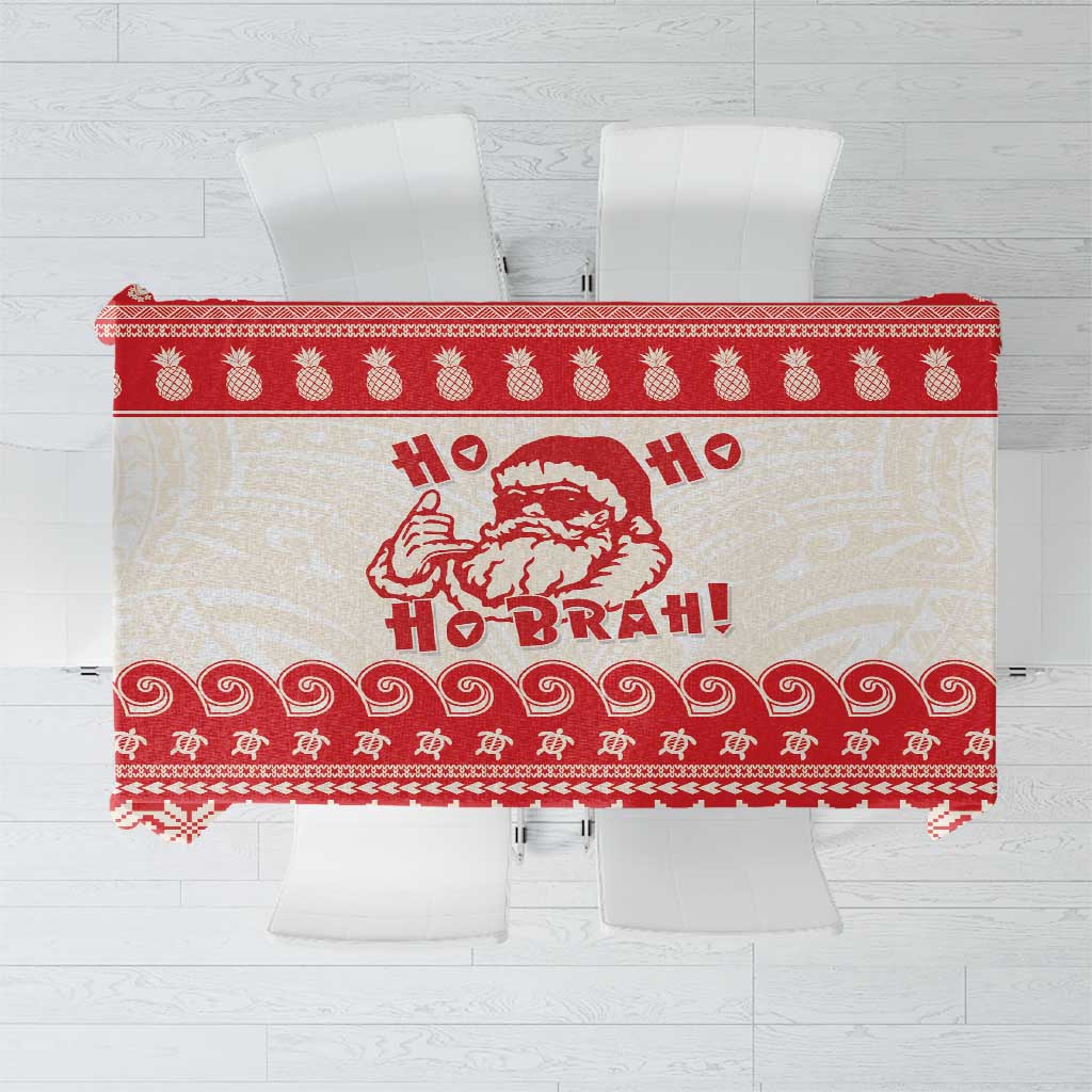 Red Mele Kalikimaka Hawaii Tablecloth Funny Ho Ho Ho Santa Shaka LT14 Red - Polynesian Pride
