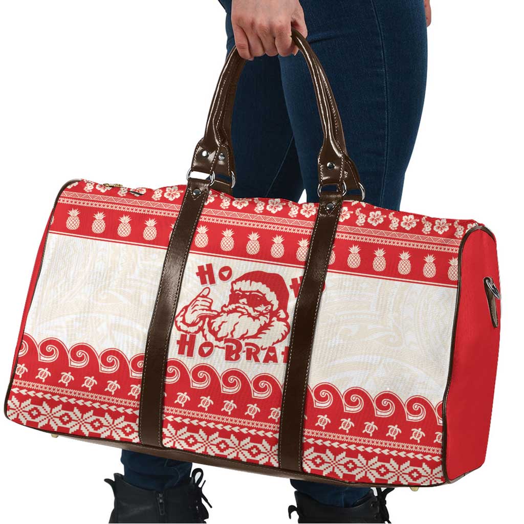 Red Mele Kalikimaka Hawaii Travel Bag Funny Ho Ho Ho Santa Shaka LT14 - Polynesian Pride