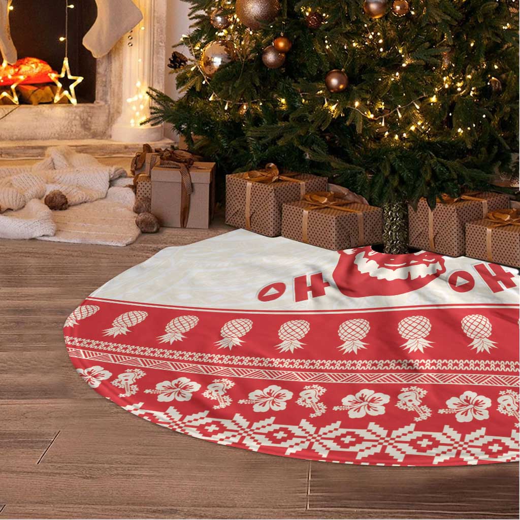 Red Mele Kalikimaka Hawaii Tree Skirt Funny Ho Ho Ho Santa Shaka LT14 - Polynesian Pride