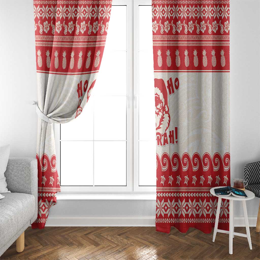 Red Mele Kalikimaka Hawaii Window Curtain Funny Ho Ho Ho Santa Shaka - Polynesian Pride