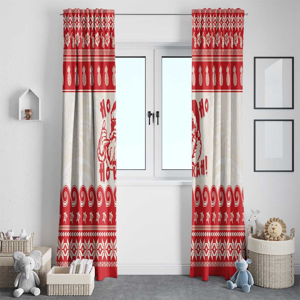 Red Mele Kalikimaka Hawaii Window Curtain Funny Ho Ho Ho Santa Shaka - Polynesian Pride