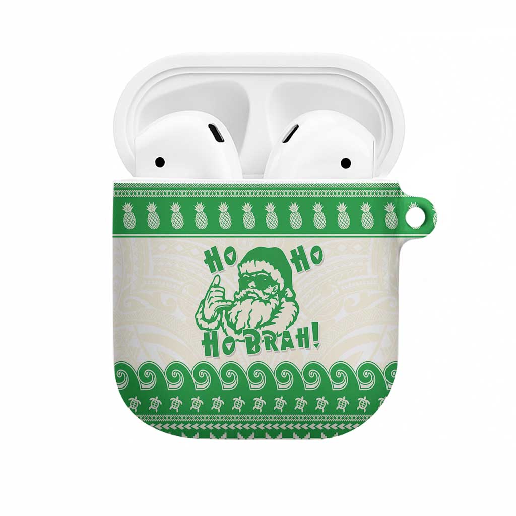 Green Mele Kalikimaka Hawaii AirPods Case Funny Ho Ho Ho Santa Shaka LT14 Green - Polynesian Pride