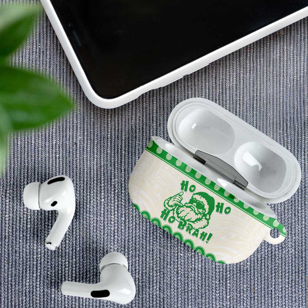 Green Mele Kalikimaka Hawaii AirPods Case Funny Ho Ho Ho Santa Shaka LT14 - Polynesian Pride