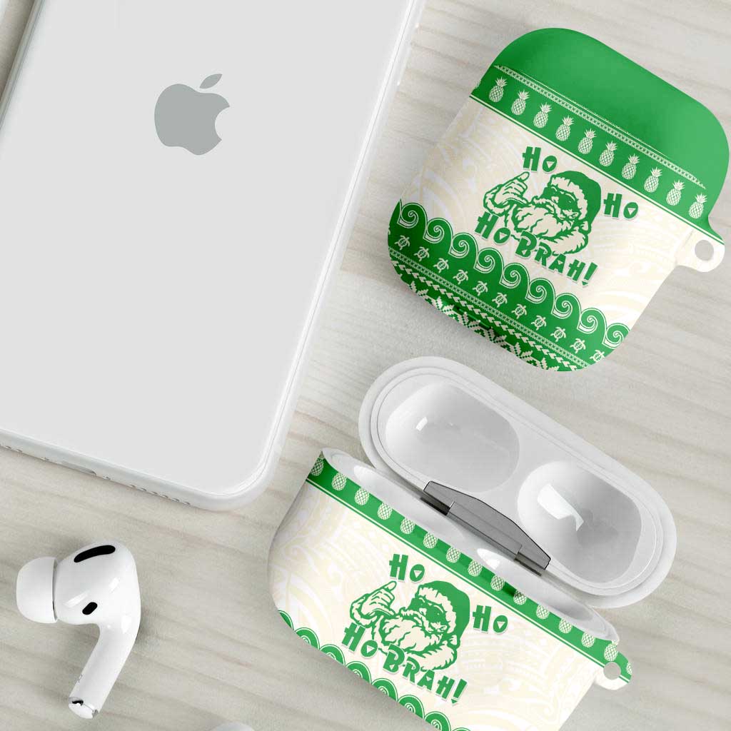 Green Mele Kalikimaka Hawaii AirPods Case Funny Ho Ho Ho Santa Shaka LT14 - Polynesian Pride