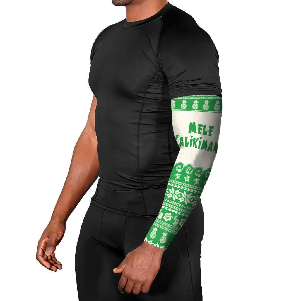 Green Mele Kalikimaka Hawaii Arm Sleeves Funny Ho Ho Ho Santa Shaka LT14 - Polynesian Pride