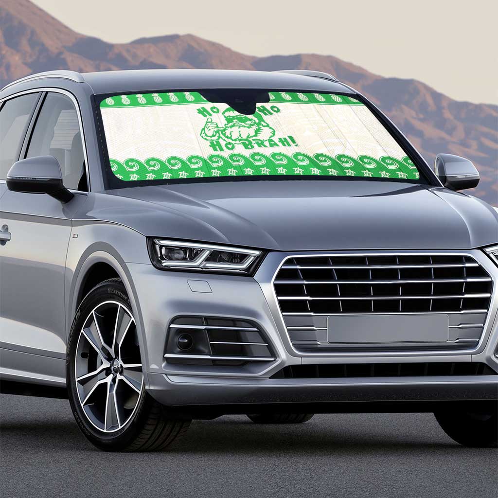 Green Mele Kalikimaka Hawaii Auto Sun Shade Funny Ho Ho Ho Santa Shaka - Polynesian Pride