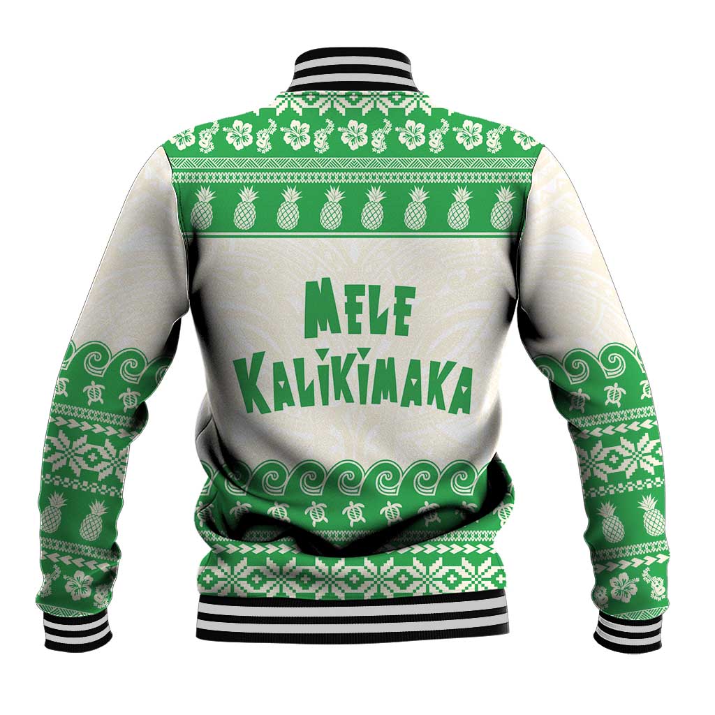 Green Mele Kalikimaka Hawaii Baseball Jacket Funny Ho Ho Ho Santa Shaka LT14 - Polynesian Pride