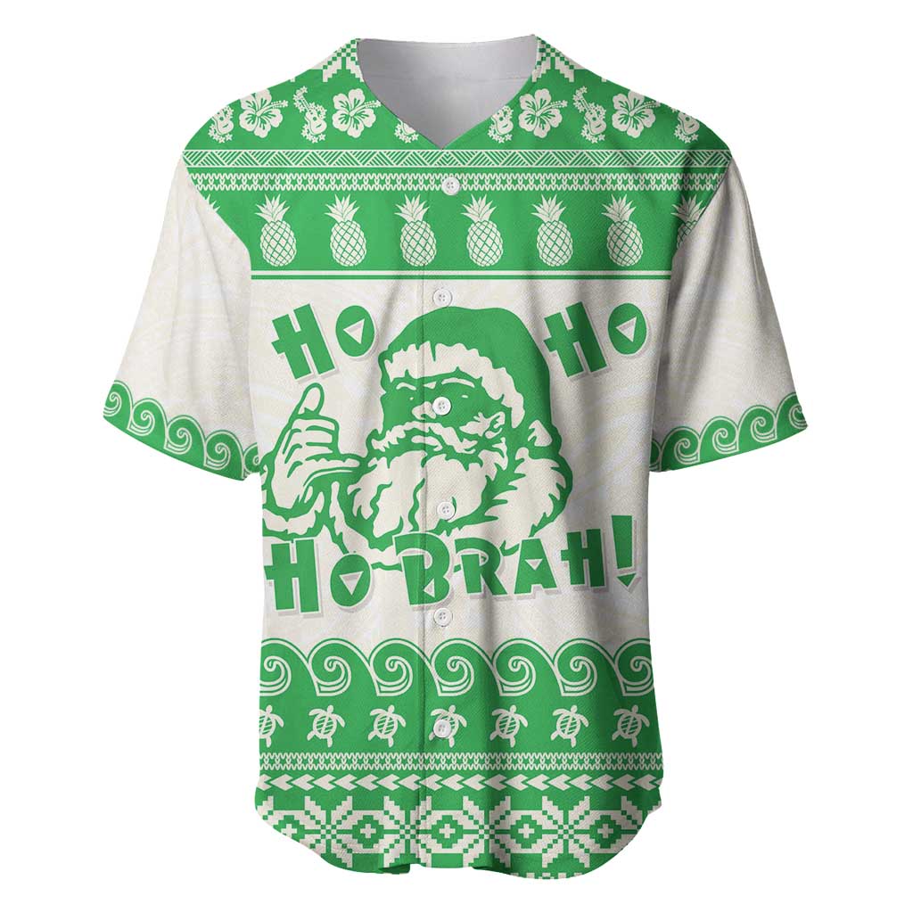 Green Mele Kalikimaka Hawaii Baseball Jersey Funny Ho Ho Ho Santa Shaka - Polynesian Pride