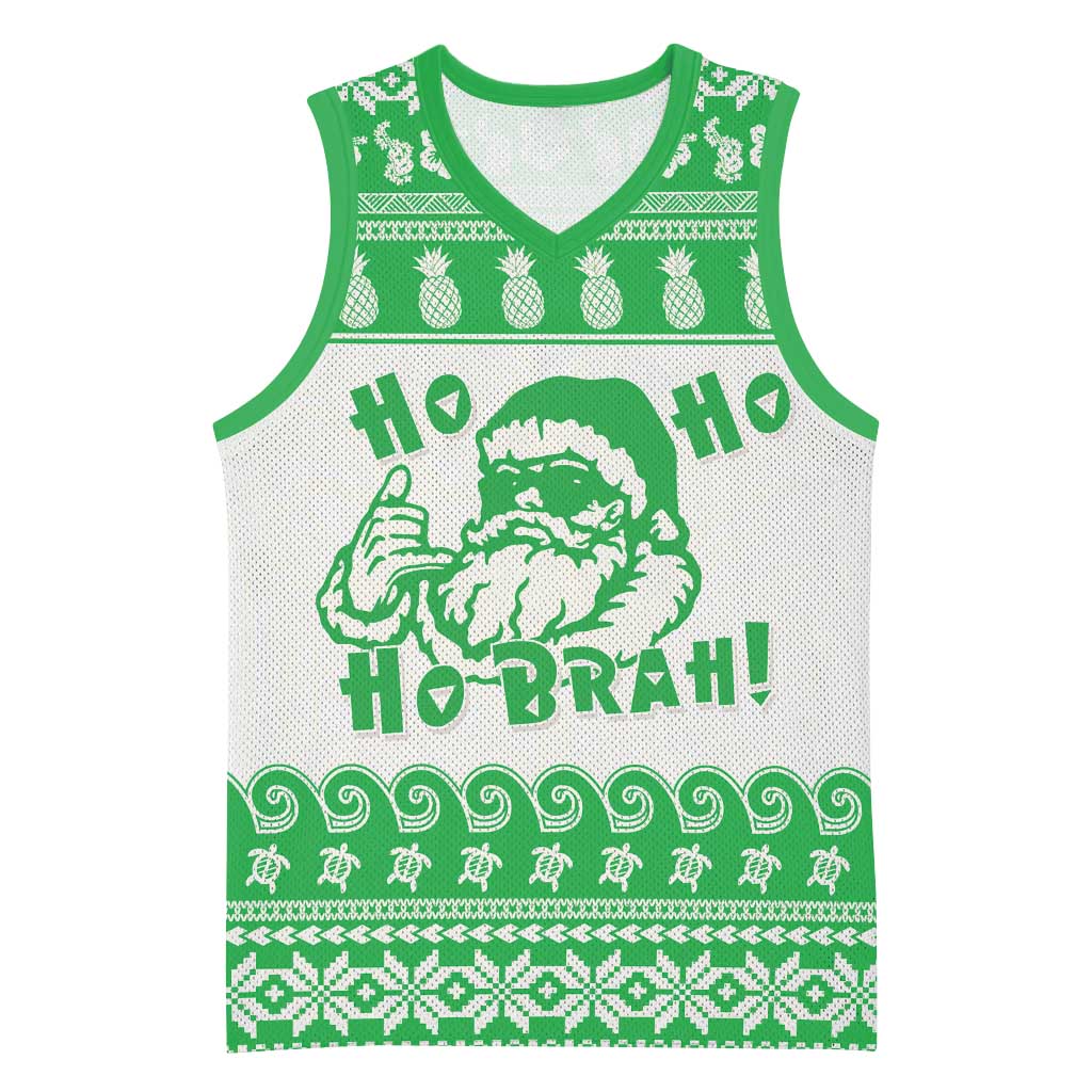 Green Mele Kalikimaka Hawaii Basketball Jersey Funny Ho Ho Ho Santa Shaka LT14 Unisex Green - Polynesian Pride