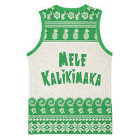 Green Mele Kalikimaka Hawaii Basketball Jersey Funny Ho Ho Ho Santa Shaka LT14 - Polynesian Pride