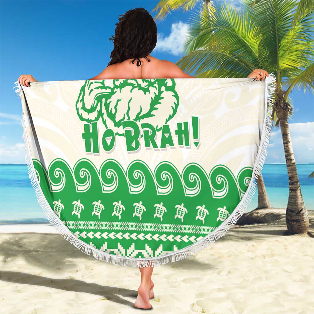 Green Mele Kalikimaka Hawaii Beach Blanket Funny Ho Ho Ho Santa Shaka - Polynesian Pride