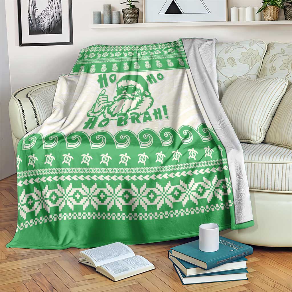 Green Mele Kalikimaka Hawaii Blanket Funny Ho Ho Ho Santa Shaka - Polynesian Pride