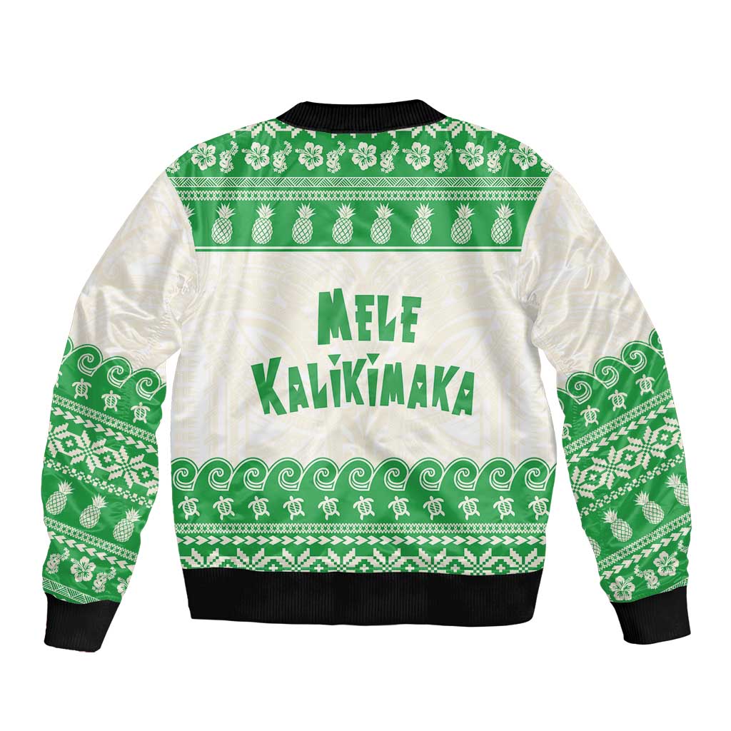 Green Mele Kalikimaka Hawaii Bomber Jacket Funny Ho Ho Ho Santa Shaka LT14 - Polynesian Pride